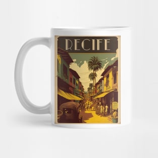 Recife Brazil Vintage Travel Art Poster Mug